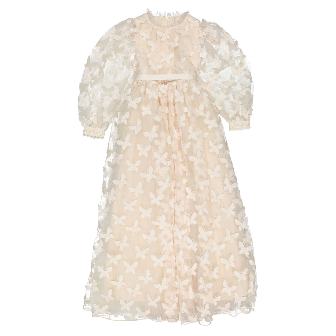 Petite Gold Vanilla Butterfly Tulle Gown