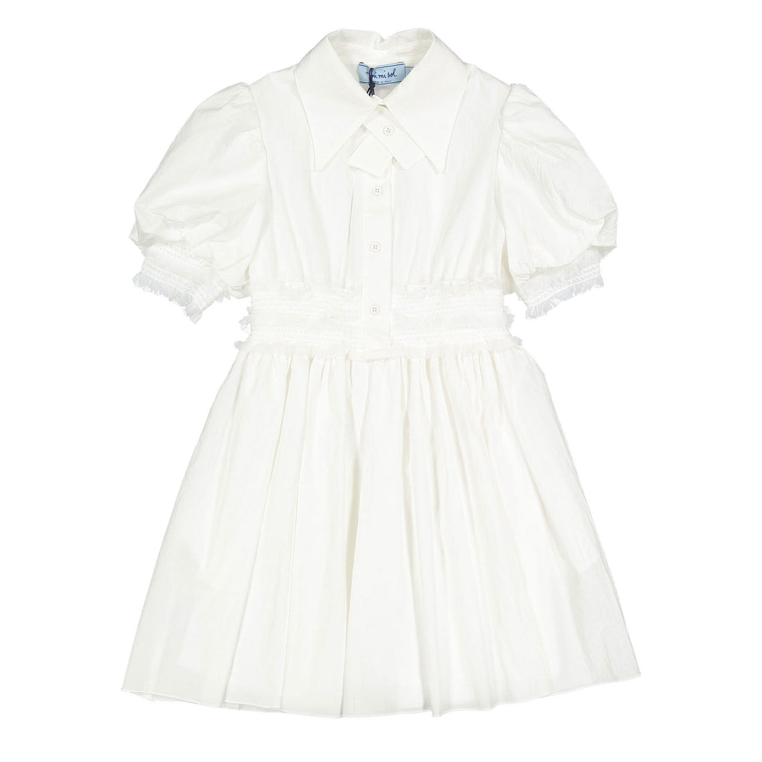 Mimisol Cream Smock Detail Cotton Dress