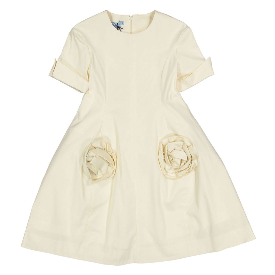 Mimisol Cream Rose Embellished Cotton Long Dress