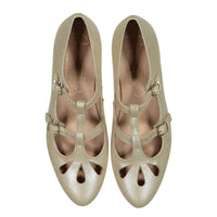 Papanatas Gold  Double T-Strap Flat