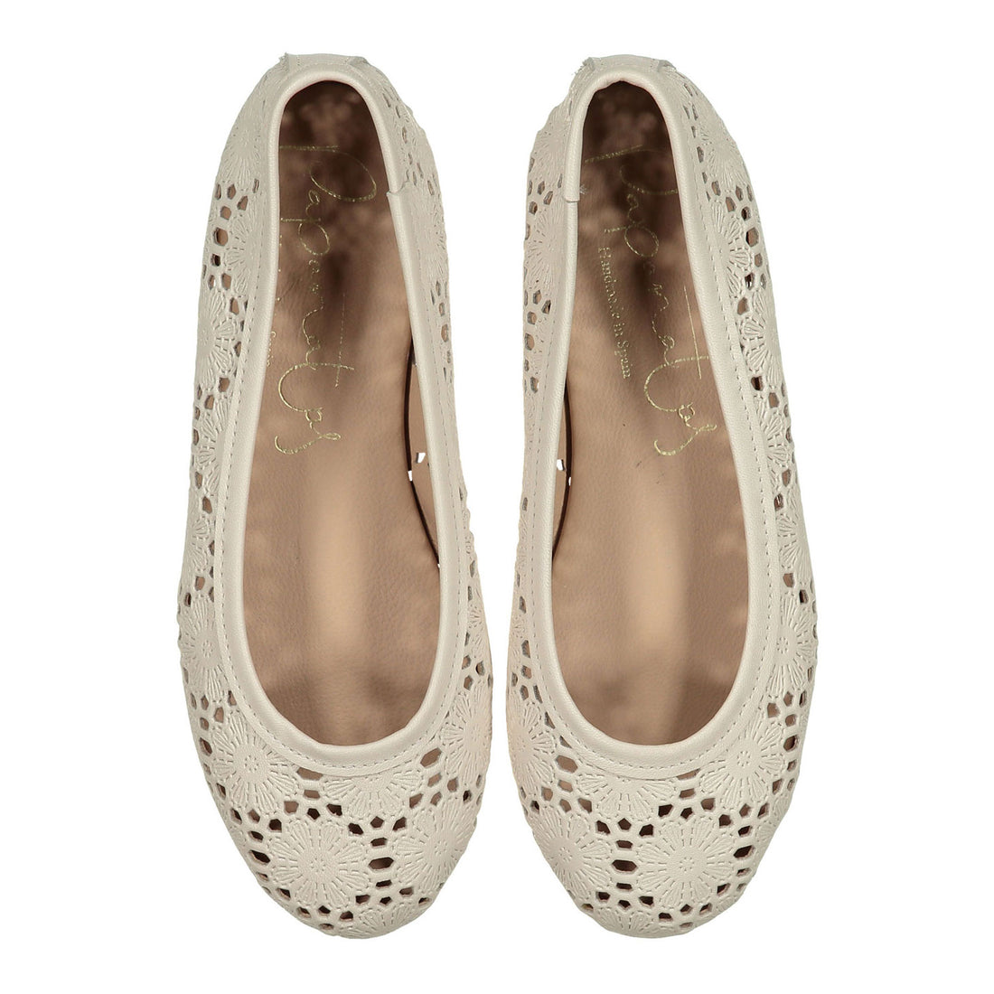 Papanatas Cream Crochet Ballet Flat