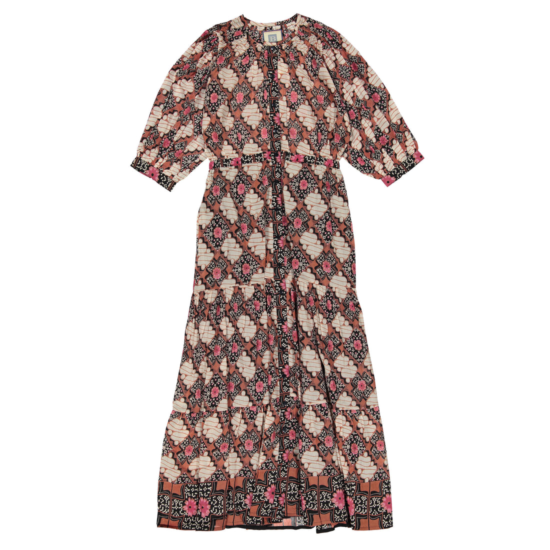 chinese dress ladies Bell Light Blue/Pink Print Rosie Maxi Dress – Ladida main image 1