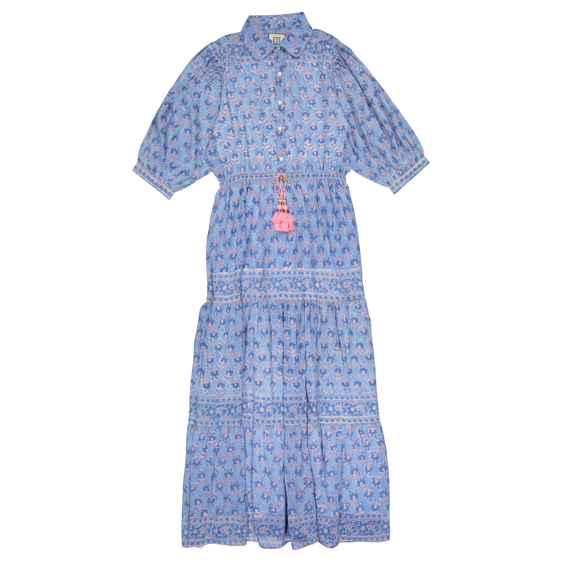 Bell Light Blue/Pink Print Blair Maxi Dress