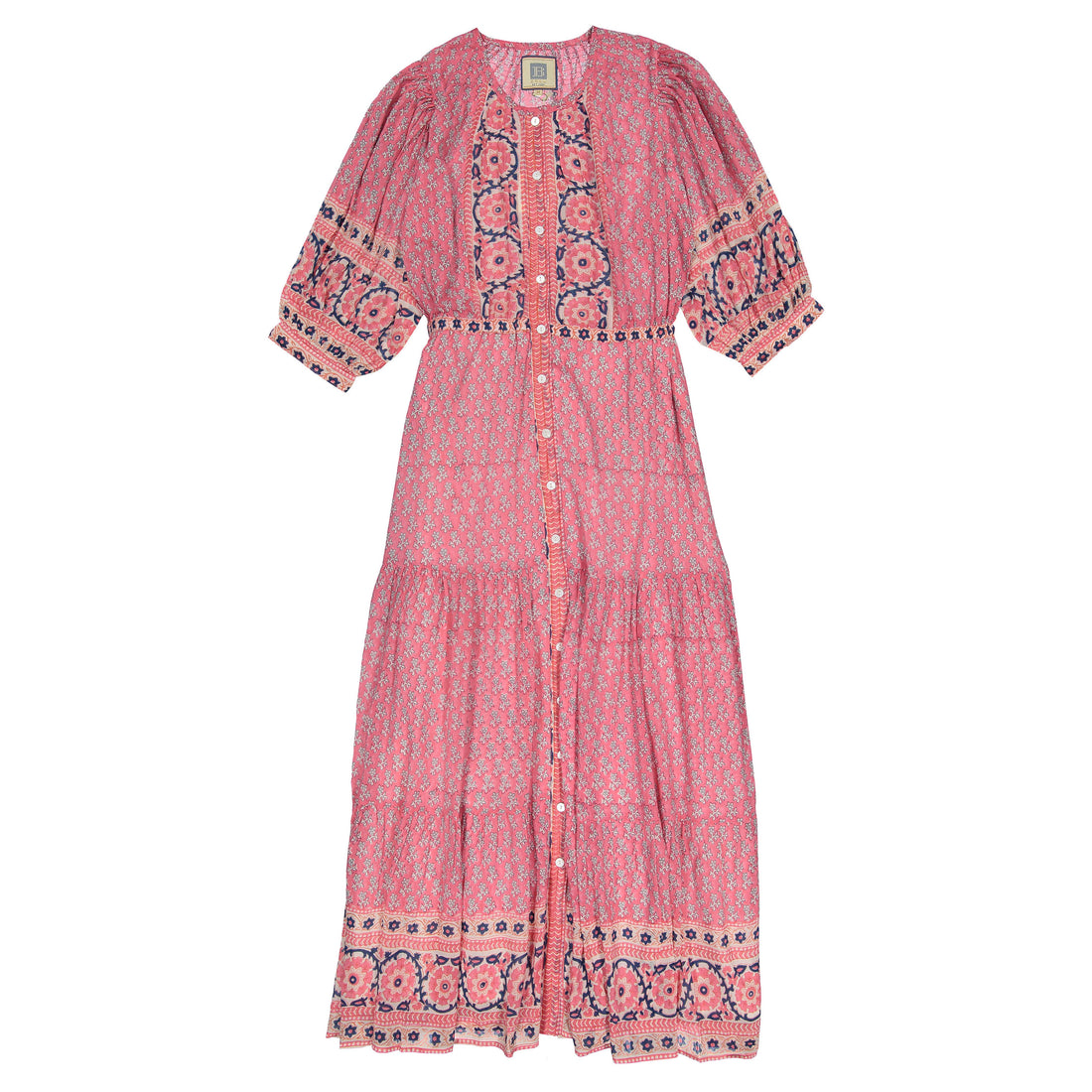 Bell Pink/Navy Print Rosie Maxi Dress