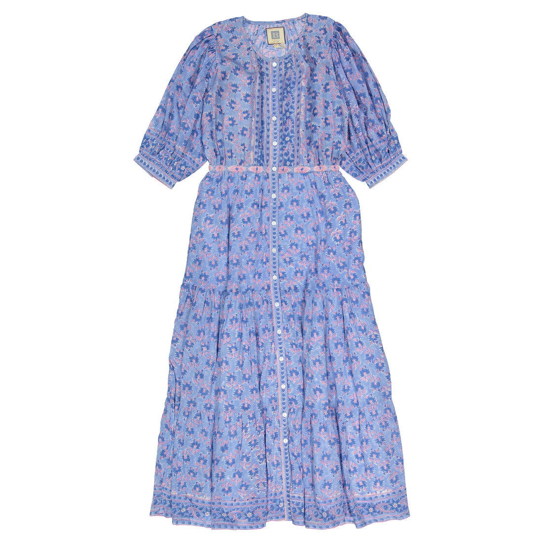 chinese dress ladies Bell Light Blue/Pink Print Rosie Maxi Dress – Ladida