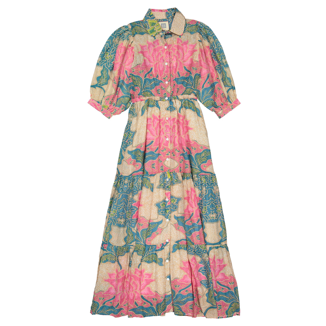 Bell Beige/Pink Floral Blair Maxi Dress