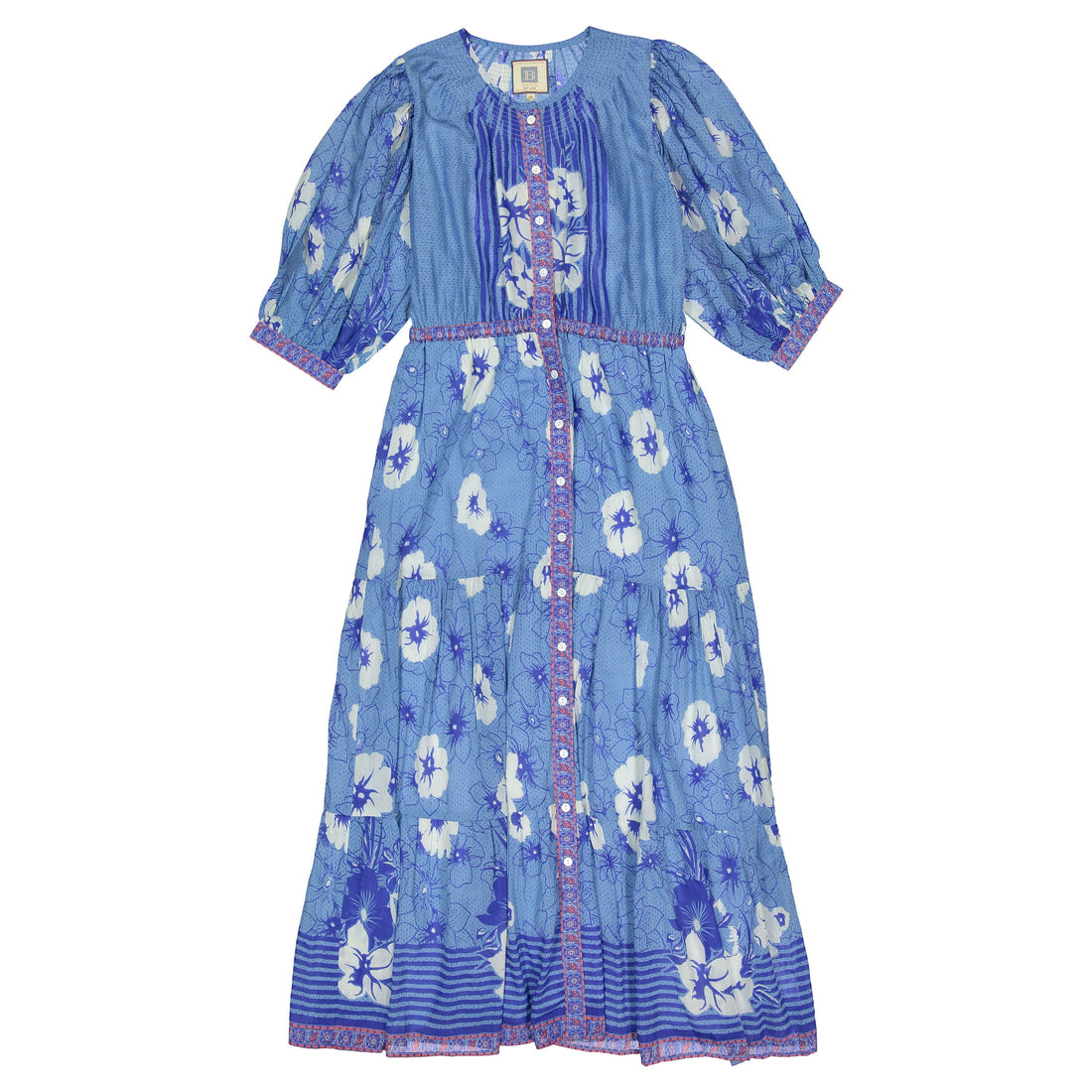 Bell Blue/White Flowers Rosie Maxi Dress