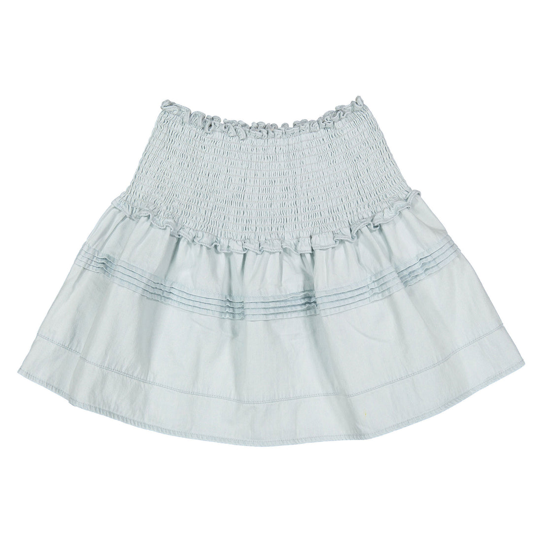 Steph Pale Wash Chambray Shirred Waist Skirt