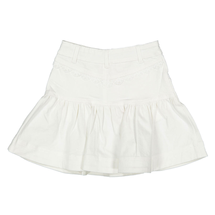 【BONNAE】Women Washed Denim Skirt White Women's Denim Skort with Frayed Hem | White | Charlie B