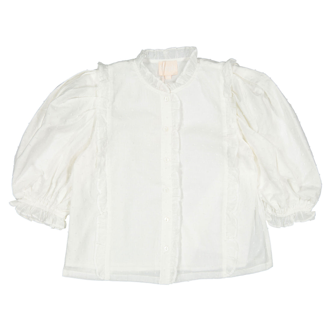 Steph White Ruffle Dobby Voile Blouse