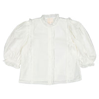 Steph White Ruffle Dobby Voile Blouse