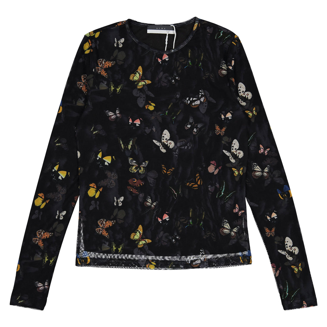 ROWE Black Butterfly Mesh Top
