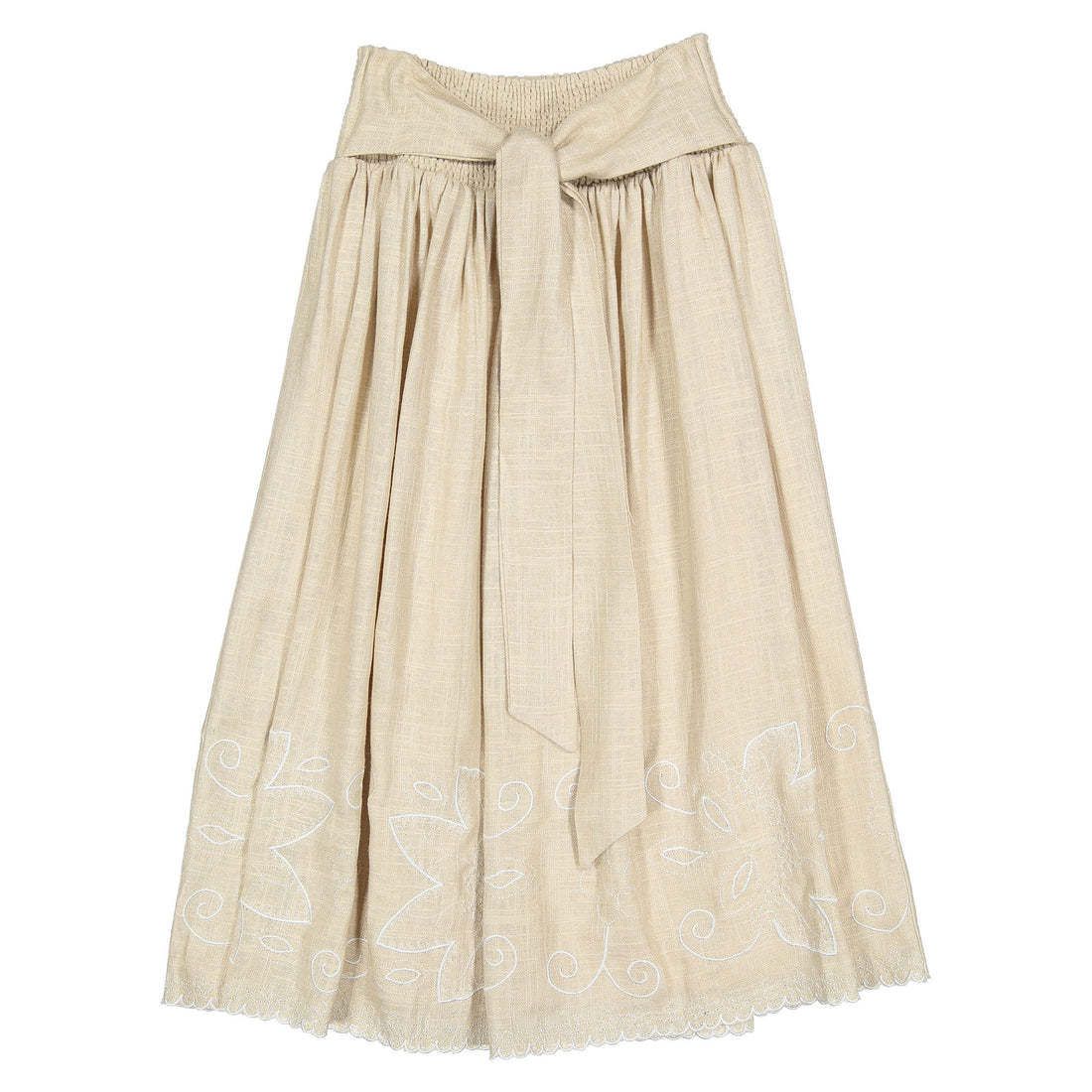 ROWE Beige Linen Embroidered Skirt
