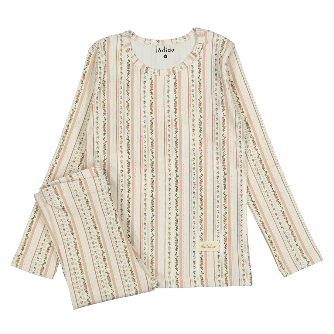 Ladida Layette Blush Blooming Stripe Pajamas