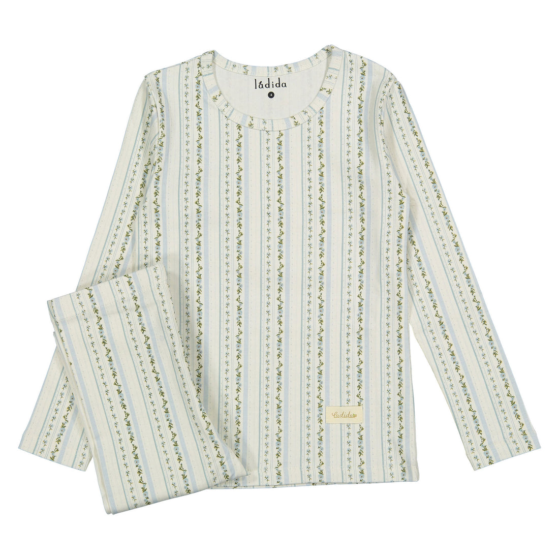 Ladida Layette Slate Blooming Stripe Pajamas