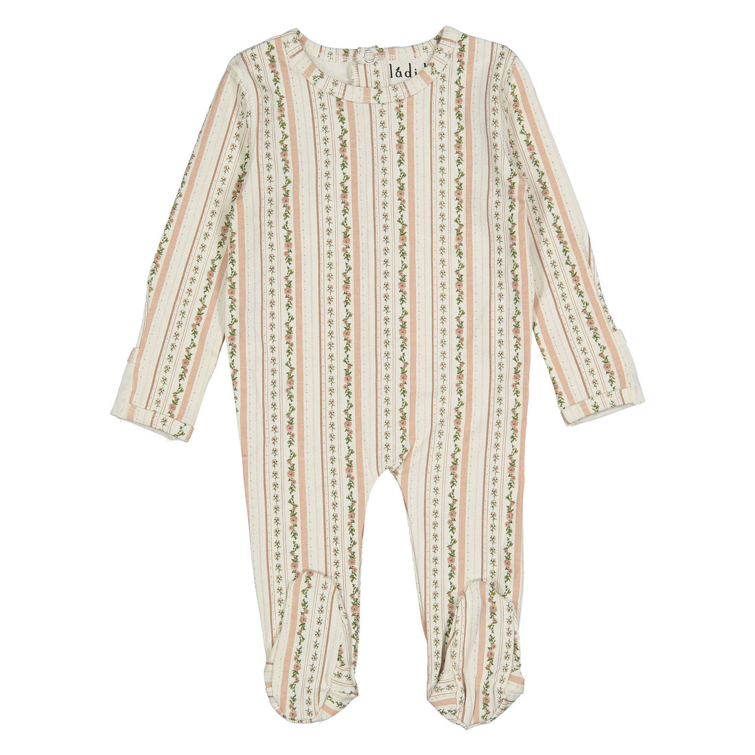 Ladida Layette Blush Blooming Stripe Footie