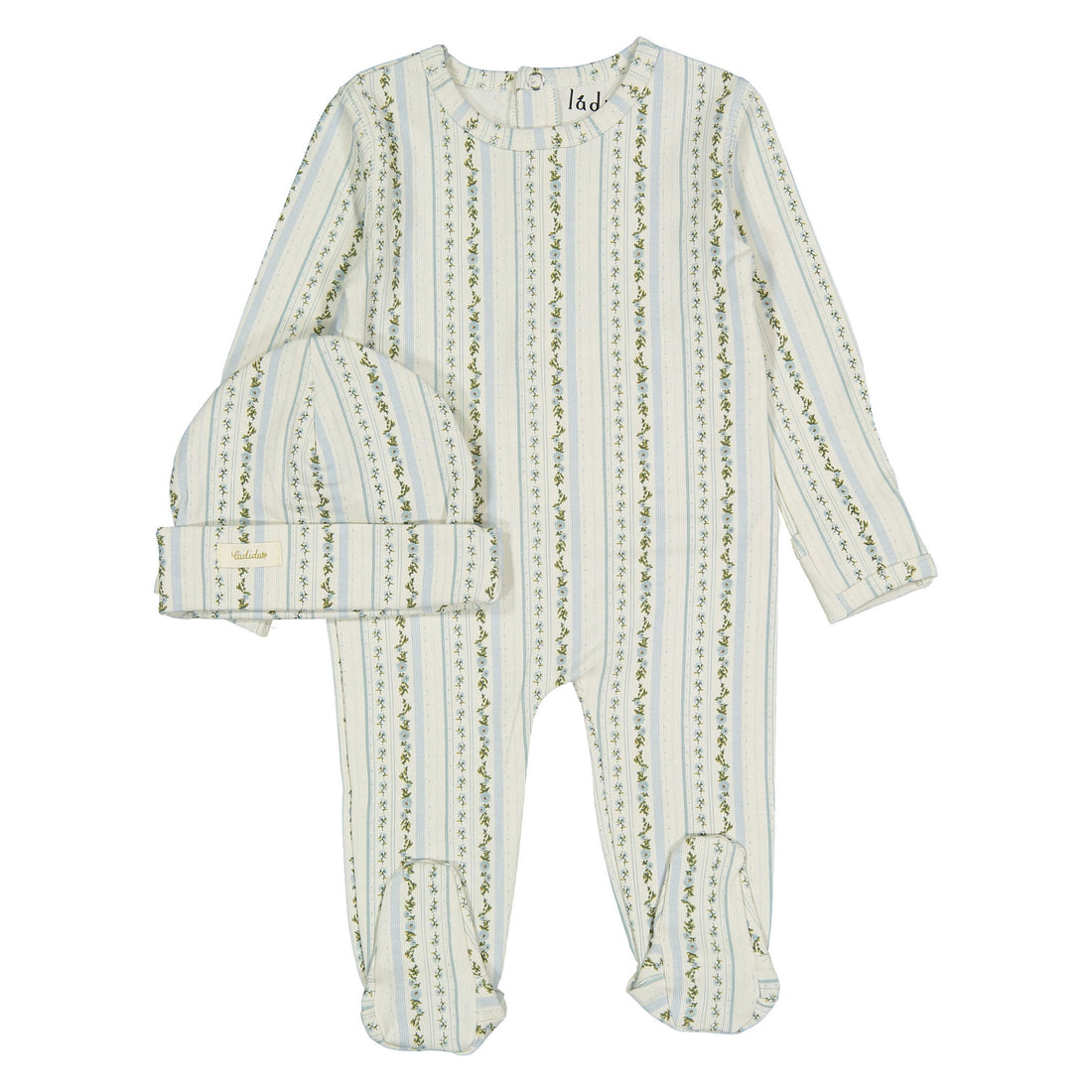 Ladida Layette Slate Blooming Stripe Footie+ Hat