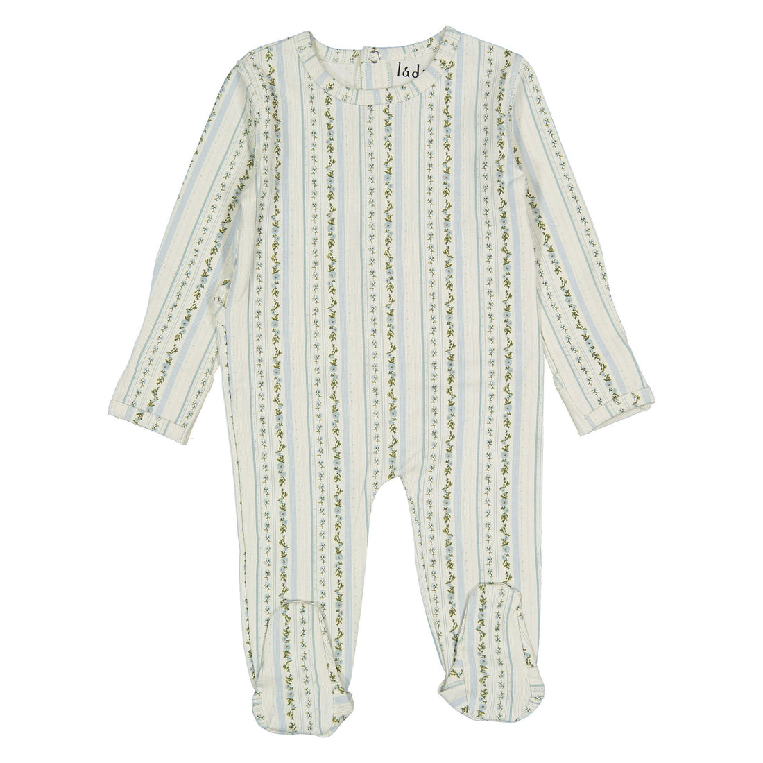 Ladida Layette Slate Blooming Stripe Footie