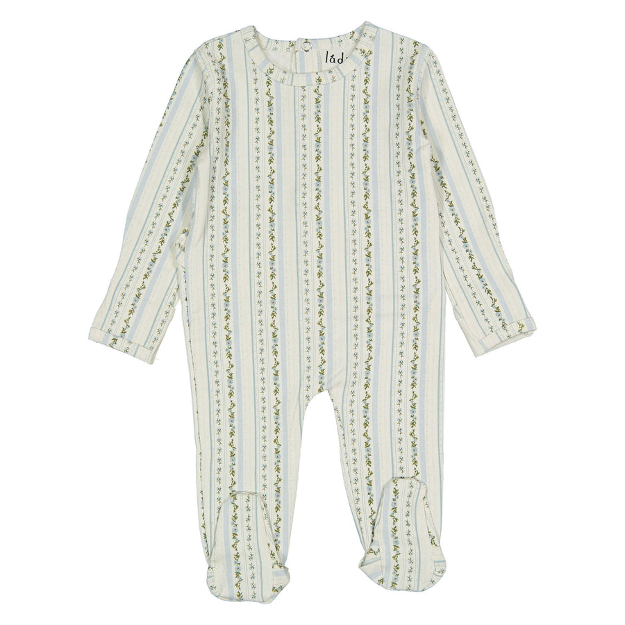 Ladida Layette Slate Blooming Stripe Footie