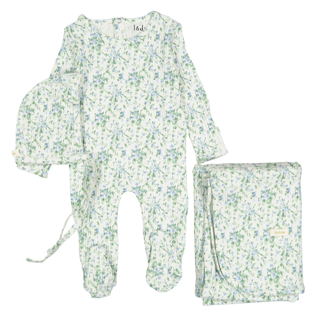 Ladida Layette Sky Bellflower Footie+ Bonnet+ Blanket
