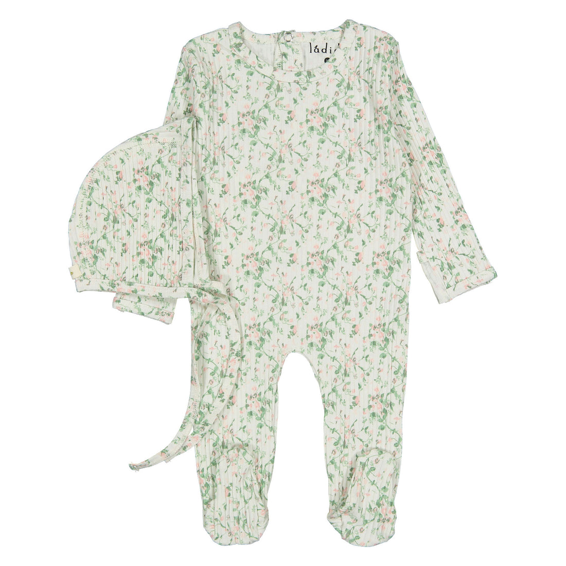Ladida Layette Blush Bellflower Footie+ Bonnet