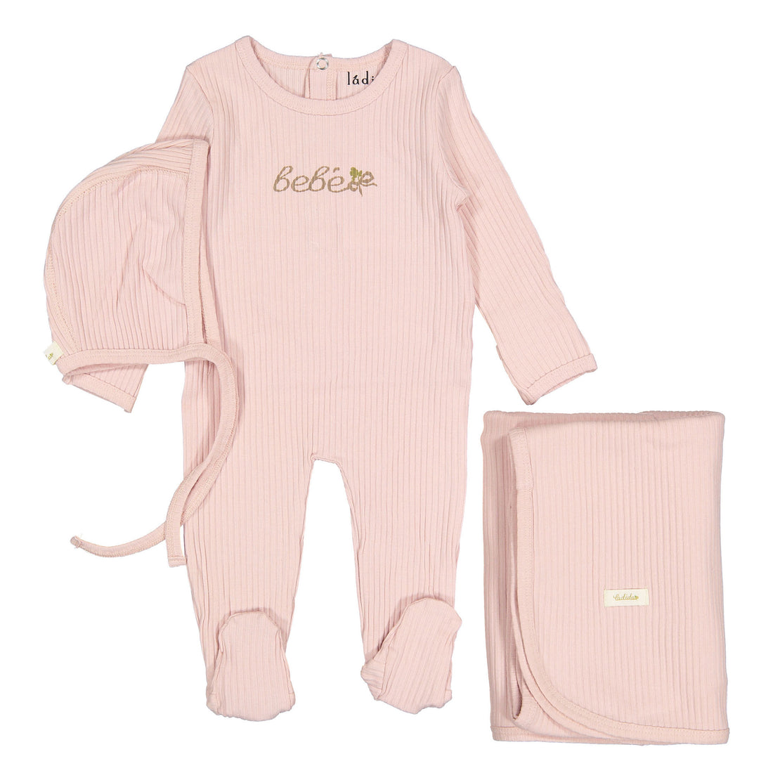 Ladida Layette Mauve Bebe Footie+ Bonnet+ Blanket