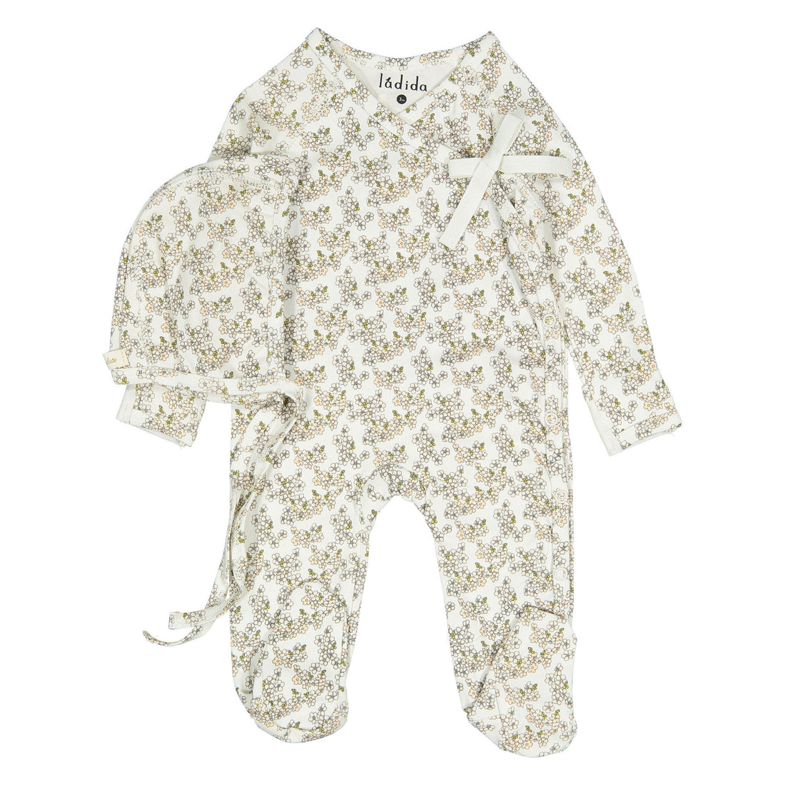 Ladida Layette Peach Cherry Blossom Footie+ Bonnet
