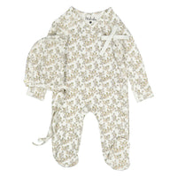 Ladida Layette Peach Cherry Blossom Footie+ Bonnet
