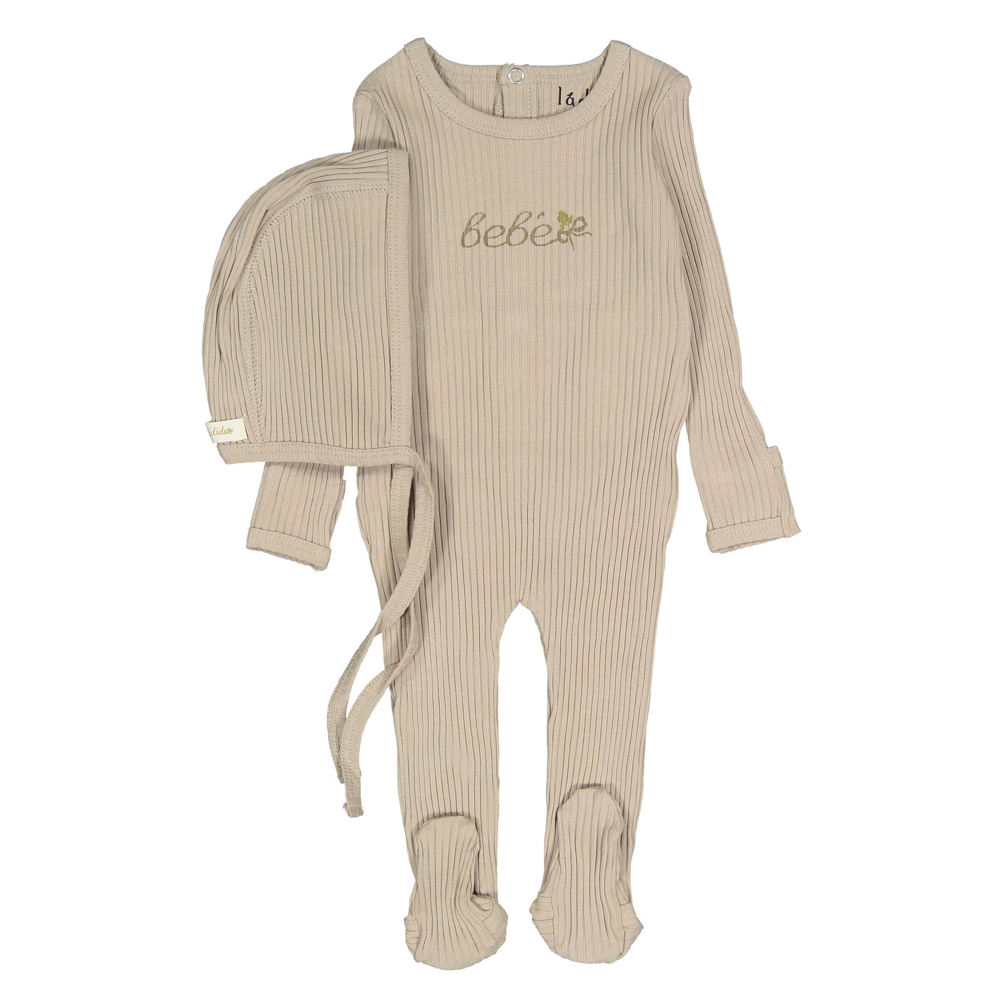 Ladida Taupe Bebe Romper & Bonnet Set Ladida Taupe Bebe Romper & Bonnet Set
