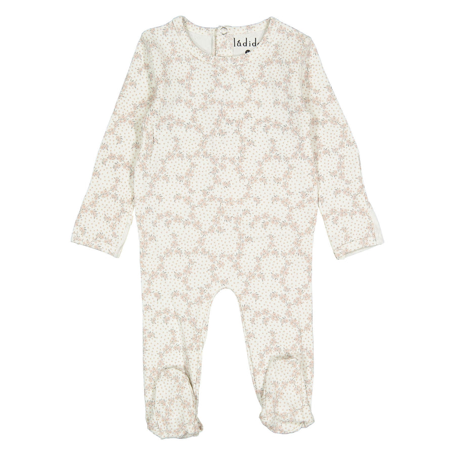 Ladida Layette Pink Vintage Vine Footie