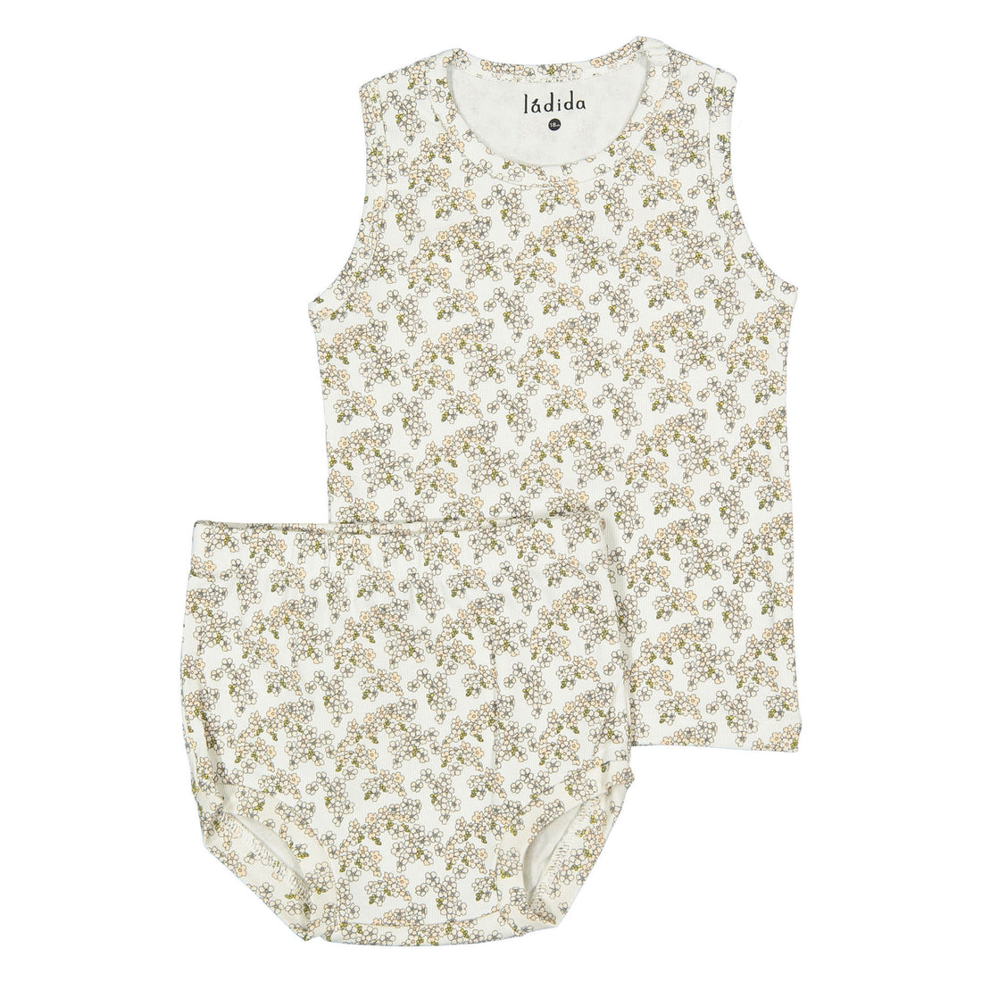 Ladida Layette Peach Cherry Blossom Tank+ Bloomer Set