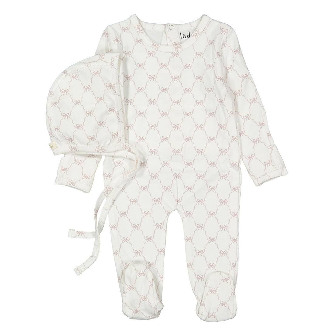Ladida Layette Pink Bow Footie+ Bonnet