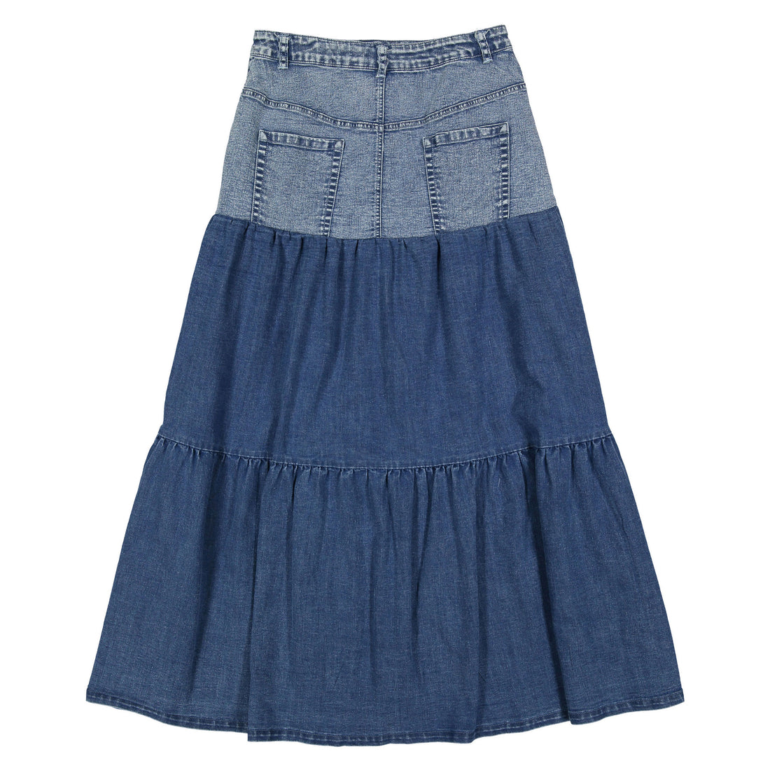 Ladida WKND Denim Tiered Maxi Skirt