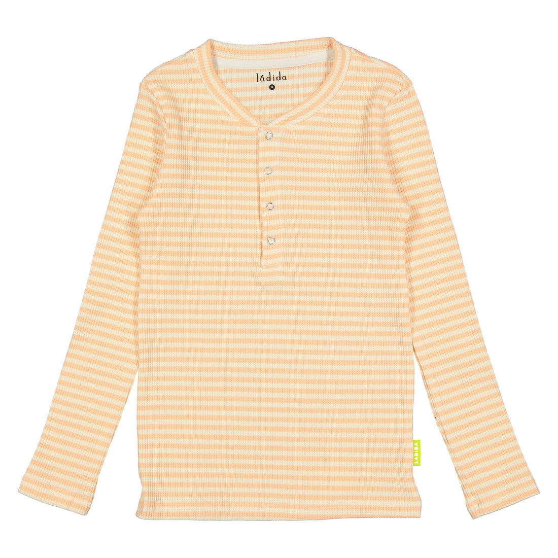 Ladida WKND Coral Striped Waffle Henley Tee