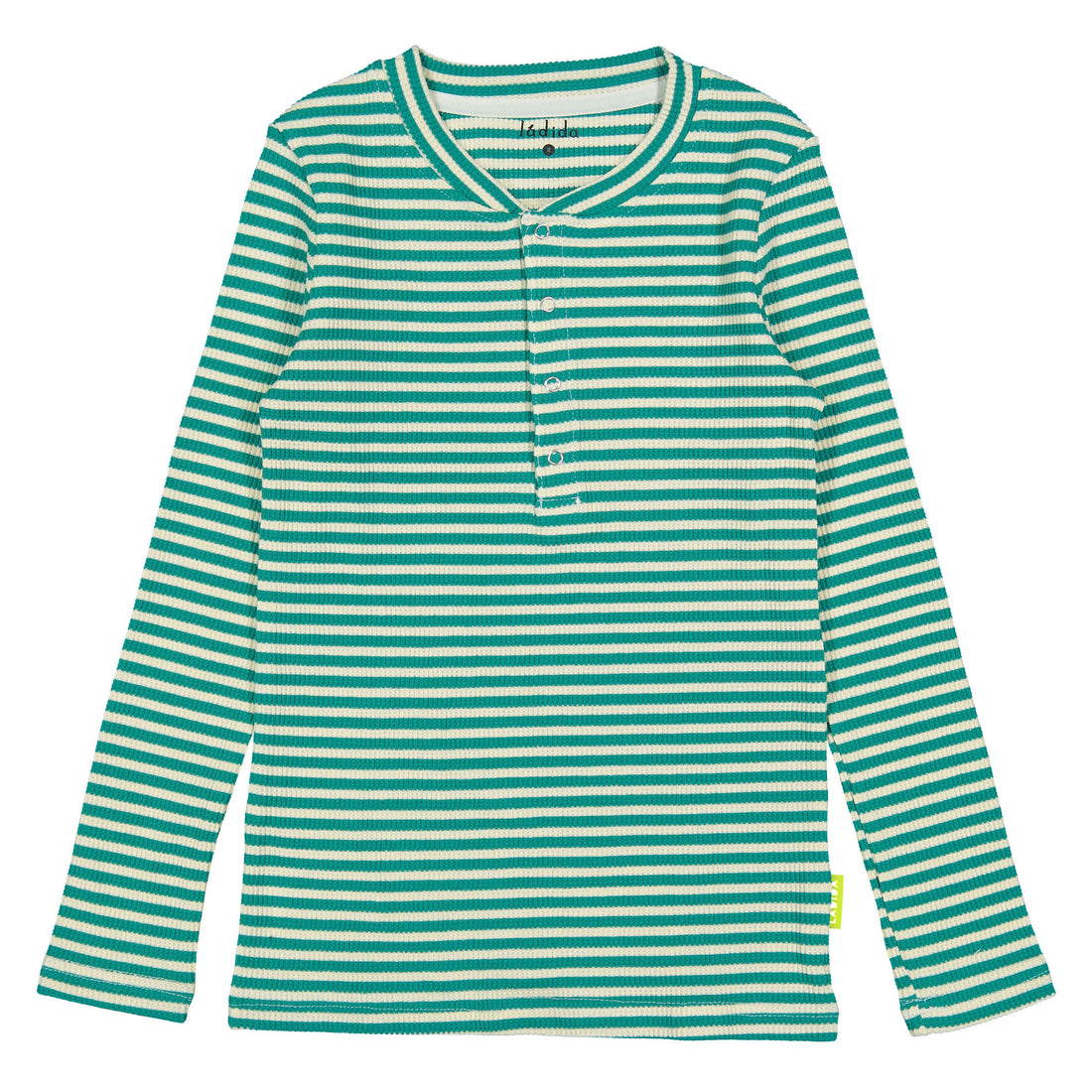 Ladida WKND Teal Striped Waffle Henley Tee