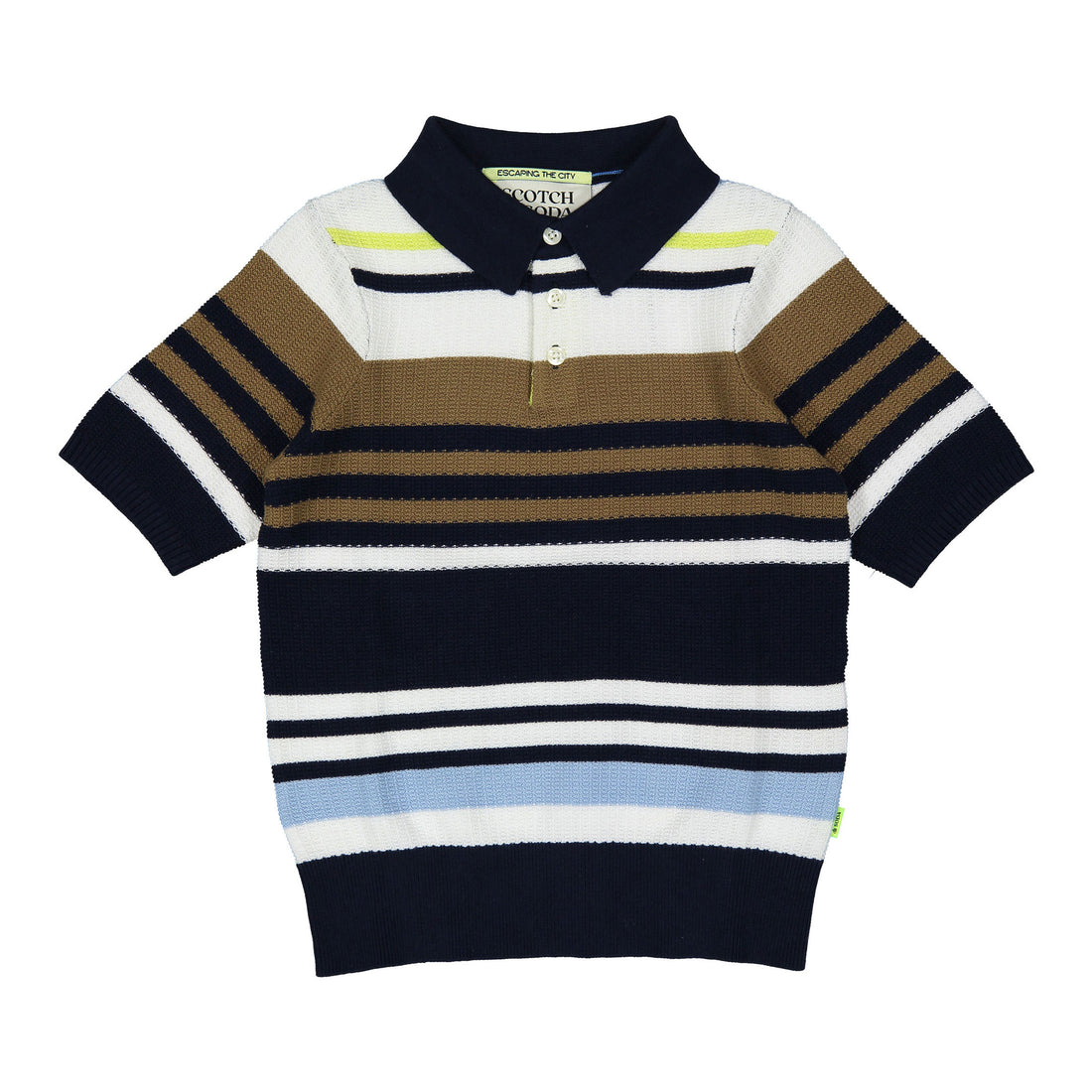 Scotch Shrunk Multi Stripe Structured Knitted Polo