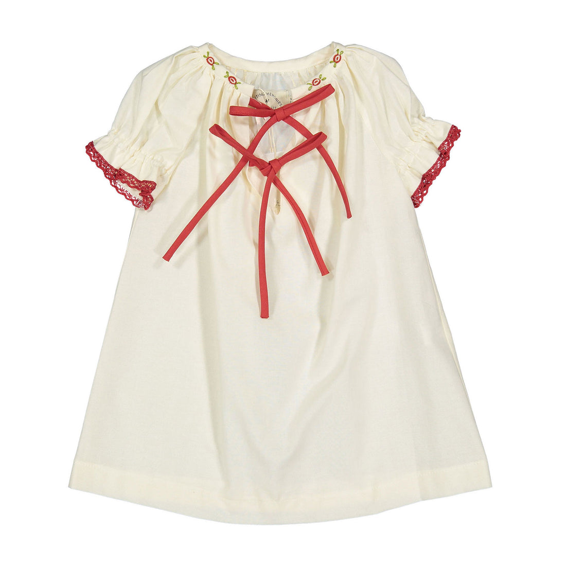 Birinit Red Stripes Embroidered Dress