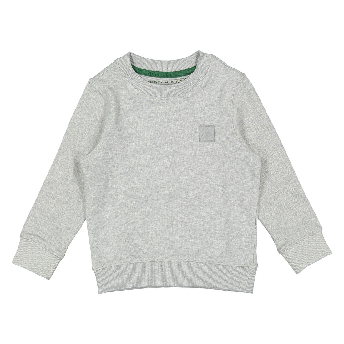 Scotch Shrunk Grey Melange Logo Badge Crewneck