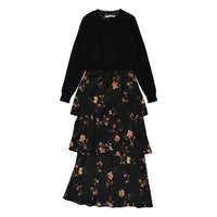 ROWE Black Floral Ruffle Set