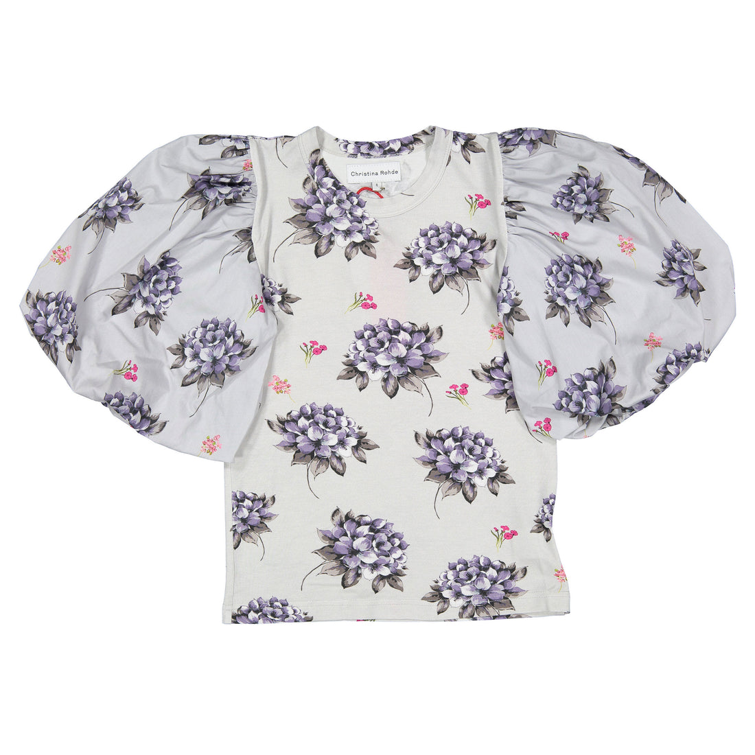 Christina Rohde Slate Blue Floral Blouse