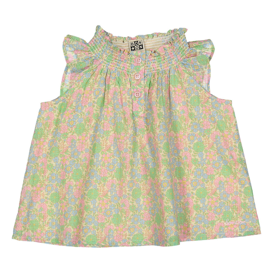 Bonton Pink Vintage Flower Perrine Baby Blouse