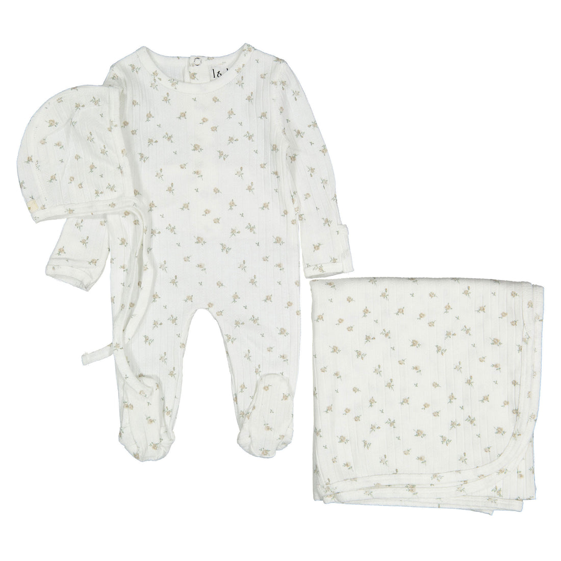 Ladida Layette Peach Rose Footie+ Bonnet+ Blanket