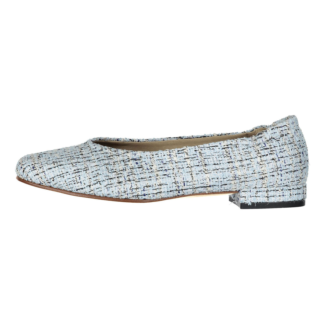 Ladida Shoes Blue Tweed Square Front Flats