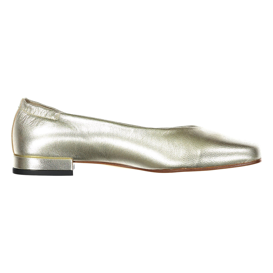 Ladida Shoes Gold Metalic Square Front Flats