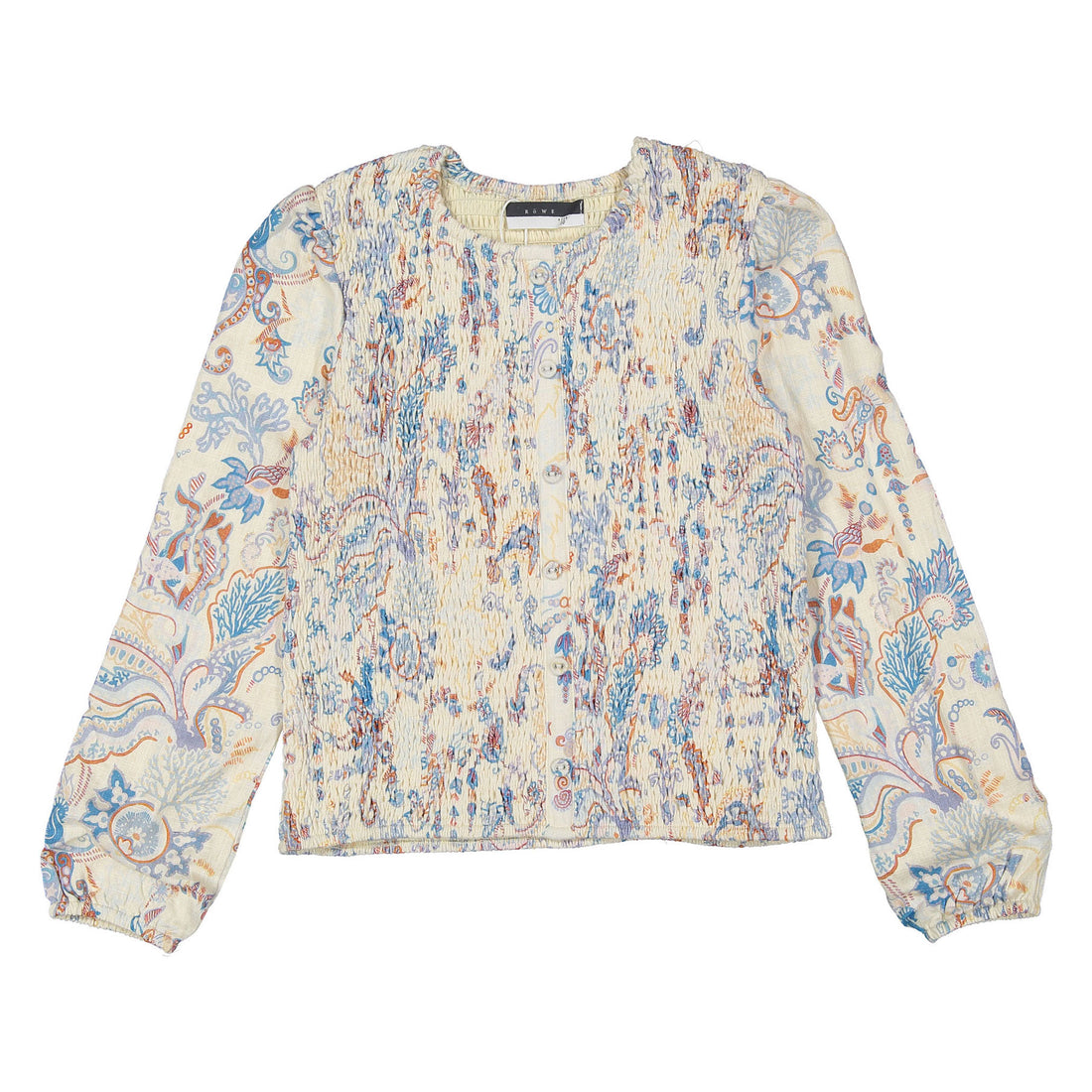 ROWE Beige Paisley Design Smock Top