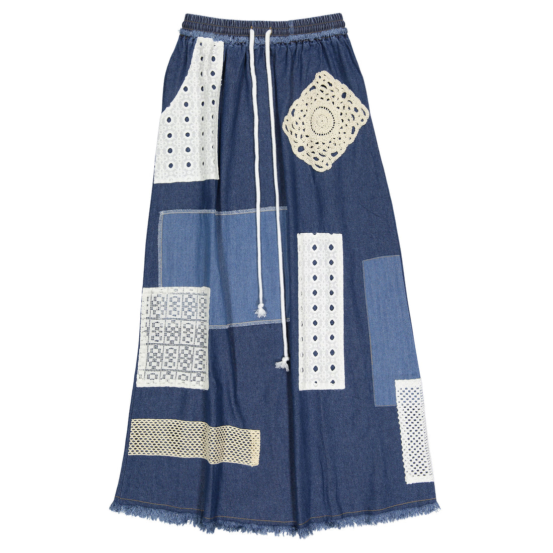 ROWE Denim Lace Patch Skirt