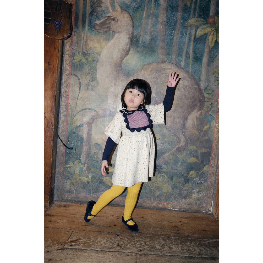 Misha and Puff  Snowglobe Confetti Scallop Bib Dress
