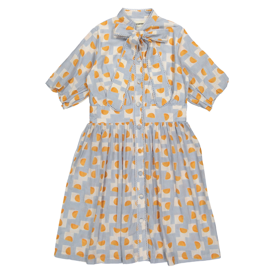 Atelier Parsmei Geo Blue Bow Tie Dress