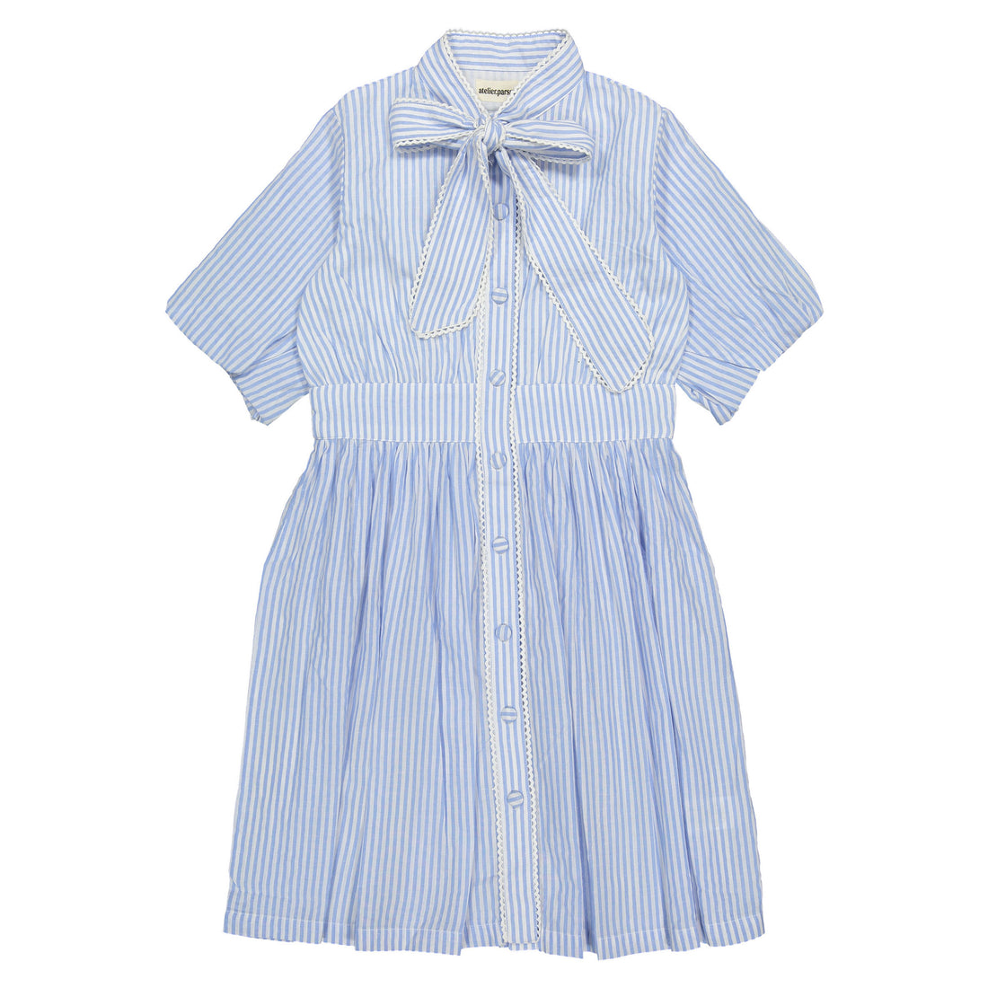 Atelier Parsmei Blue Stripes Bow Tie Dress