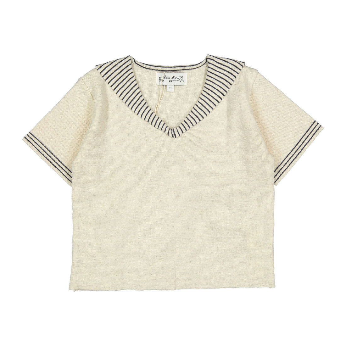 Bene Bene Beige Marine Collar Knit T-shirt